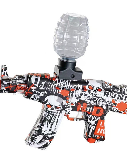 Mitraliera de jucarie electrica cu bile de hidrogen de gel, gun bluster, tragere in rafala, varsta peste 6 ani, sageti cu ventuze de spuma, amortizor, ochelari de protectie, 5000 de bile incluse, cablu de incarcare, 28x31 cm, AK47