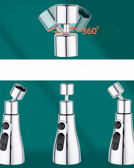 Extensie Robinet Bucatarie, Universal, 3 Moduri de Curgere Apa, Otel Inoxidabil, Rotire 360 de Grade, Cap Pivotant, Adaptor Baterie Bucatarie