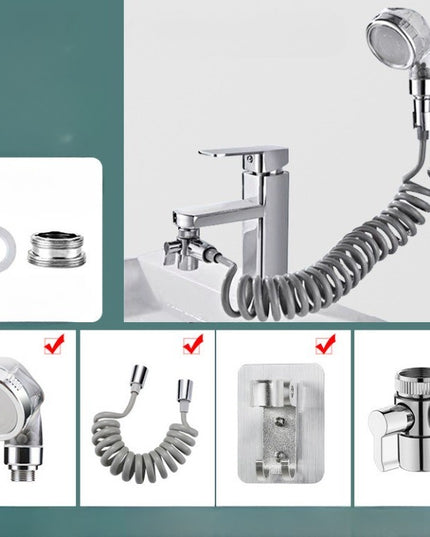 Extensie de Dus, pentru Baterie Baie sau Bucatarie, 4 Piese, Filtru de Ioni Negativi, Furtun Flexibil de 1.5 Metri