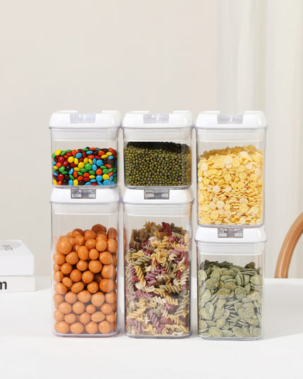 6 Recipiente din Plastic, pentru Alimente/Obiecte, Inchidere Ermetica, .5l, .8l, .2l, Capac