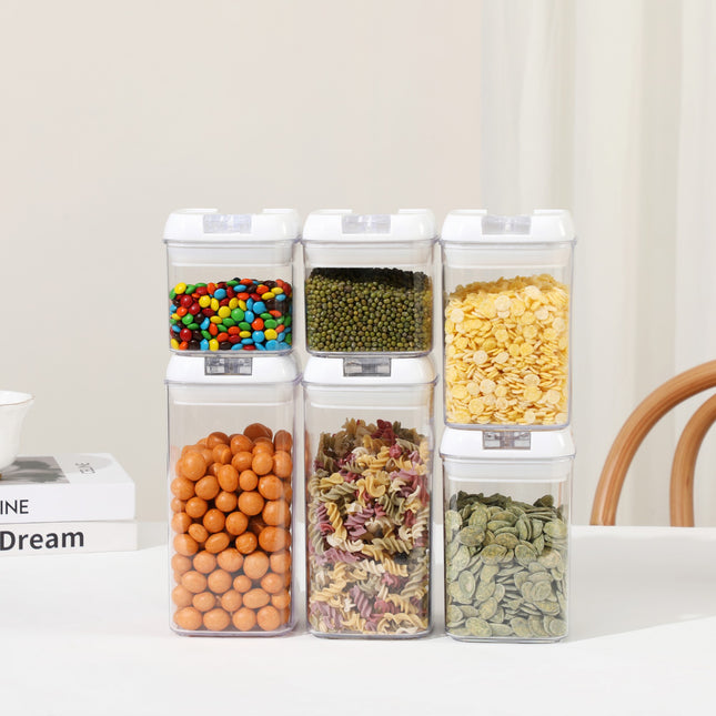 6 Recipiente din Plastic, pentru Alimente/Obiecte, Inchidere Ermetica, .5l, .8l, .2l, Capac