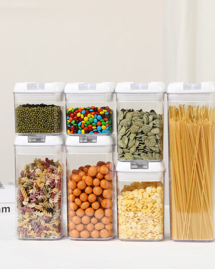 7 Recipiente din Plastic, pentru Alimente/Obiecte, Inchidere Ermetica, .5l, .8l, .2l, l, Capac