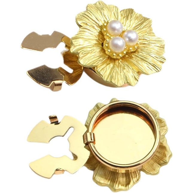 Accesoriu pentru Nasturi, Model Floare cu Perle, din Metal, 2.5 x 1.7 cm