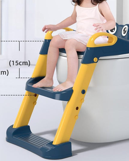 Reductor si Scaunel Inaltator WC, pentru Copii 1 - 7 Ani, 2 Trepte Reglabile, Pliabil, Colac Moale, cu Spatar si Manere, Inaltime 54/ x , din Plastic+PVC