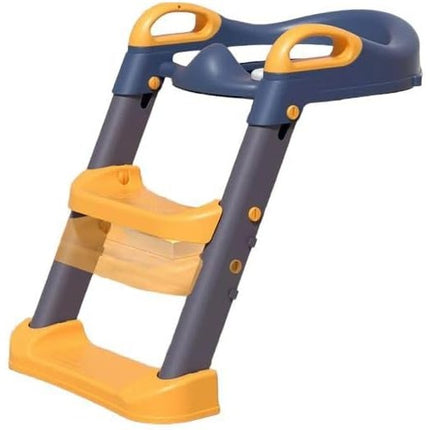 Reductor si Scaunel Inaltator WC, pentru Copii 1 - 7 Ani, 2 Trepte Reglabile, Pliabil, Colac Moale, cu Spatar si Manere, Inaltime 54/ x , din Plastic+PVC