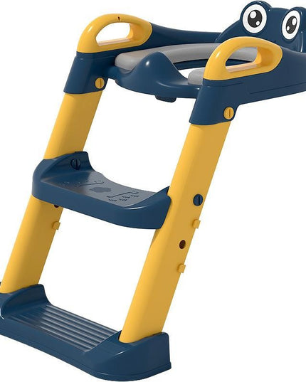 Reductor si Scaunel Inaltator WC, pentru Copii 1 - 7 Ani, 2 Trepte Reglabile, Pliabil, Colac Moale, cu Spatar si Manere, Inaltime 54/ x , din Plastic+PVC