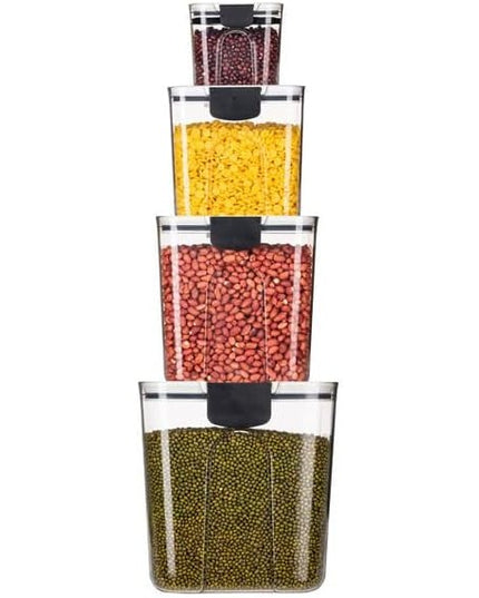 4 Recipiente Depozitare Alimente, pentru Organizare Bucatarie, cu Inchidere Ermetica
