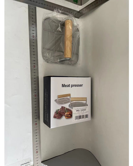 Presa Manuala pentru Carne, din Aliaj de Aluminiu, Maner din Lemn, Presa pentru Burgeri, Usor de Curatat si Folosit, Patrata