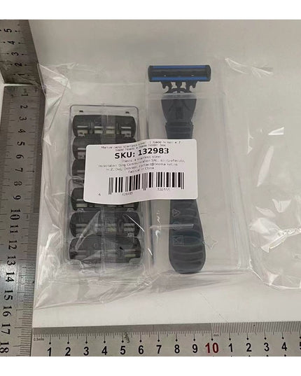 Aparat de Ras Manual, din Otel Inoxidabil, Suport Lama + 7 Capete de Schimb Incluse, pentru Lame