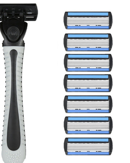 Aparat de Ras Manual, din Otel Inoxidabil, Suport Lama + 7 Capete de Schimb Incluse, pentru Lame