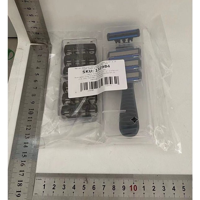 Aparat de Ras Manual, din Otel Inoxidabil, Suport Lama + 10 Capete de Schimb Incluse, pentru Lame