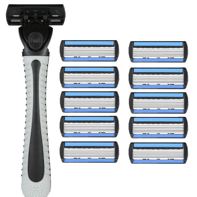 Aparat de Ras Manual, din Otel Inoxidabil, Suport Lama + 10 Capete de Schimb Incluse, pentru Lame