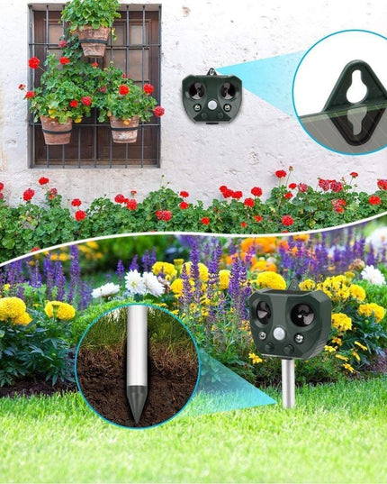 Aparat Solar LED cu Ultrasunete, Repelent pentru Animale Mari si Mici, Lumina Rosie si Alba, Anti Rozatoare, Anti Insecte