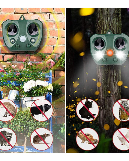 Aparat Solar LED cu Ultrasunete, Repelent pentru Animale Mari si Mici, Lumina Rosie si Alba, Anti Rozatoare, Anti Insecte