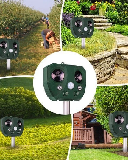 Aparat Solar LED cu Ultrasunete, Repelent pentru Animale Mari si Mici, Lumina Rosie si Alba, Anti Rozatoare, Anti Insecte