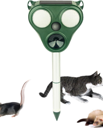 Aparat Solar LED cu Ultrasunete, Repelent pentru Animale Mari si Mici, Lumina Rosie si Alba, Anti Rozatoare, Anti Insecte, Frecventa 13.5KHZ-65 KHZ, Senzor PIR