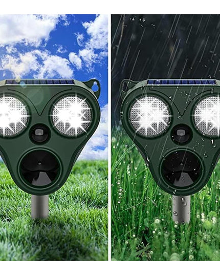 Aparat Solar LED cu Ultrasunete, Repelent pentru Animale Mari si Mici, Lumina Rosie si Alba, Anti Rozatoare, Anti Insecte, Frecventa 13.5KHZ-65 KHZ, Senzor PIR