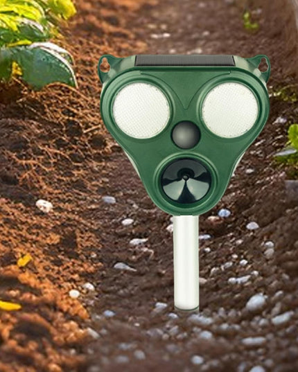 Aparat Solar LED cu Ultrasunete, Repelent pentru Animale Mari si Mici, Lumina Rosie si Alba, Anti Rozatoare, Anti Insecte, Frecventa 13.5KHZ-65 KHZ, Senzor PIR