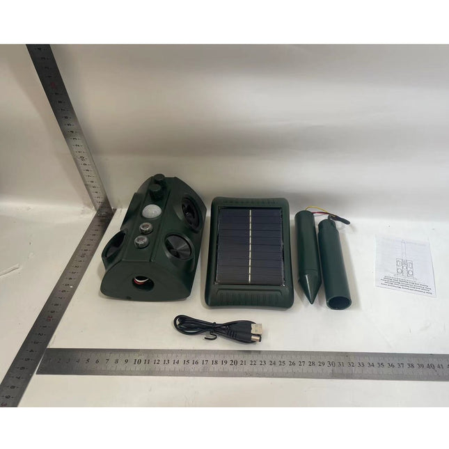 Aparat Solar LED cu Ultrasunete, Repelent pentru Animale Mari si Mici, Lumina Rosie si Alba, Anti Rozatoare, Anti Insecte, Frecventa 13.5KHZ-45.5KHZ, Senzor PIR