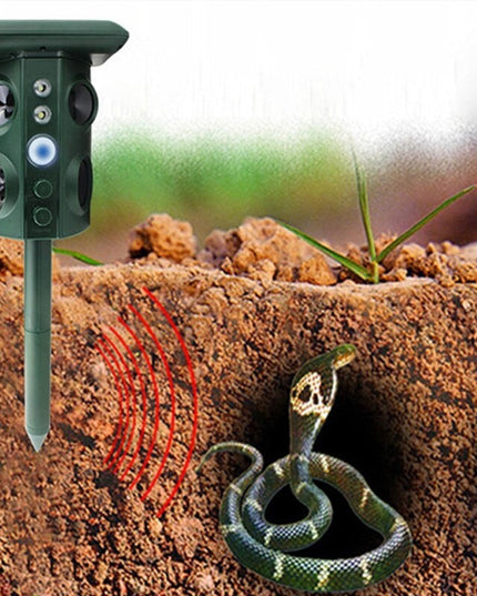 Aparat Solar LED cu Ultrasunete, Repelent pentru Animale Mari si Mici, Lumina Rosie si Alba, Anti Rozatoare, Anti Insecte, Frecventa 13.5KHZ-45.5KHZ, Senzor PIR