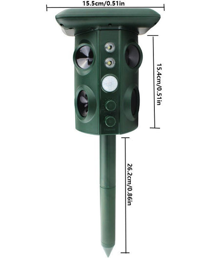 Aparat Solar LED cu Ultrasunete, Repelent pentru Animale Mari si Mici, Lumina Rosie si Alba, Anti Rozatoare, Anti Insecte, Frecventa 13.5KHZ-45.5KHZ, Senzor PIR