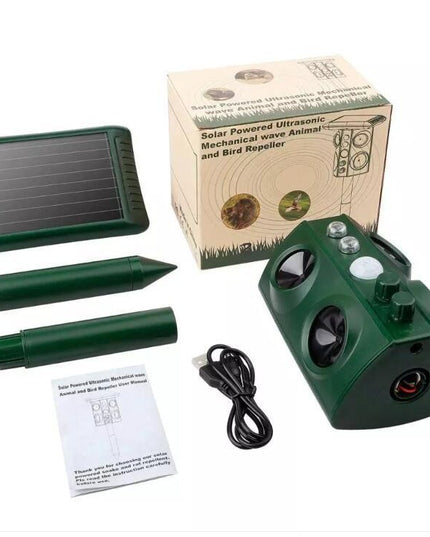 Aparat Solar LED cu Ultrasunete, Repelent pentru Animale Mari si Mici, Lumina Rosie si Alba, Anti Rozatoare, Anti Insecte, Frecventa 13.5KHZ-45.5KHZ, Senzor PIR