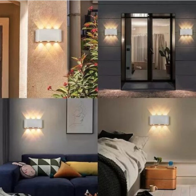 Aplica pentru Perete, Interior/Exterior, Rezistenta la Umezeala IP65, 8 W, Lumina Calda, Aluminiu