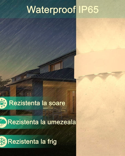 Aplica pentru Perete, Interior/Exterior, Rezistenta la Umezeala IP65, 8 W, Lumina Calda, Aluminiu