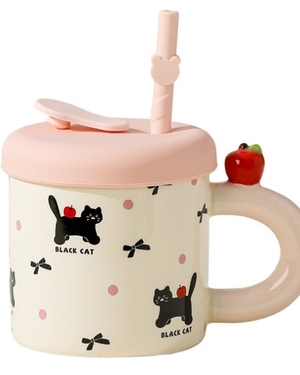 Cana din Ceramica cu Capac si Pai, Capacul si Paiul din Silicon