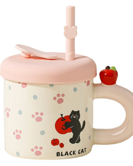 Cana din Ceramica cu Capac si Pai, Capacul si Paiul din Silicon