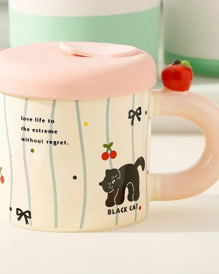 Cana din Ceramica cu Capac si Pai, Capacul si Paiul din Silicon