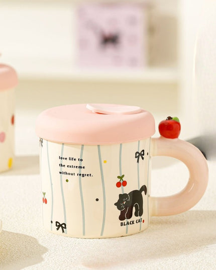 Cana din Ceramica cu Capac si Pai, Capacul si Paiul din Silicon