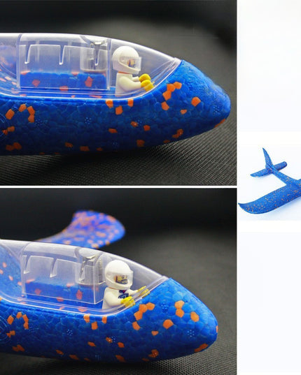 Avion Planor cu Pilot, Din Polistiren, Cu Lumini in Cabina Pilotului, Lungime 47 cm