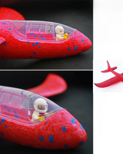 Avion Planor cu Pilot, Din Polistiren, Cu Lumini in Cabina Pilotului, Lungime 47 cm