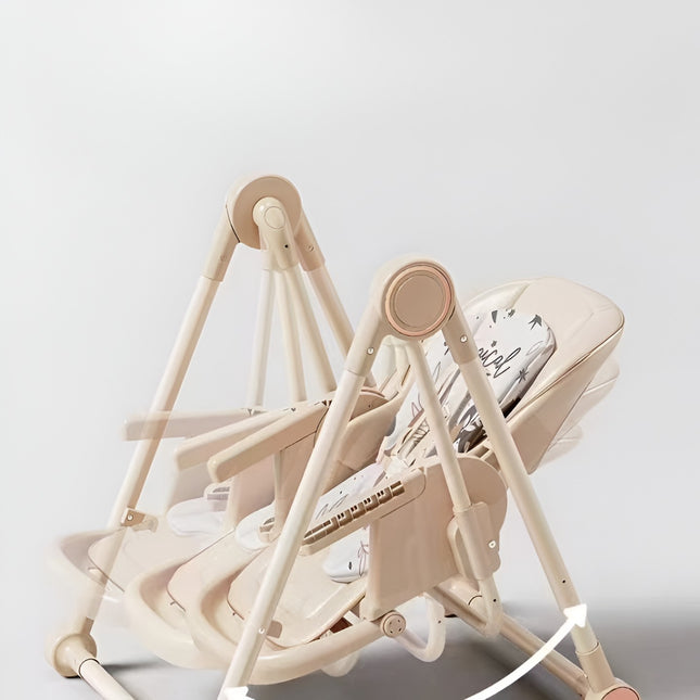 Scaun de Masa pentru Bebelusi si Copii, Tavita si Husa Detasabile, Multifuncțional, Stabil, Centura de Siguranta, Inaltime Ajustabila, Spatar Reglabil Moale, Balansoar, de la 6 Luni