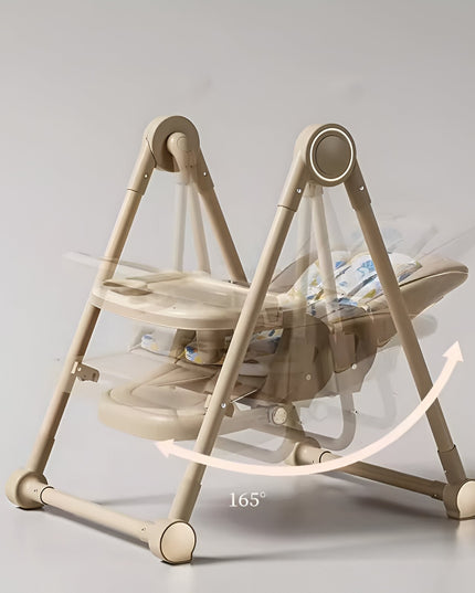 Scaun de Masa pentru Bebelusi si Copii, Tavita si Husa Detasabile, Multifuncțional, Stabil, Centura de Siguranta, Inaltime Ajustabila, Spatar Reglabil Moale, Balansoar, de la 6 Luni