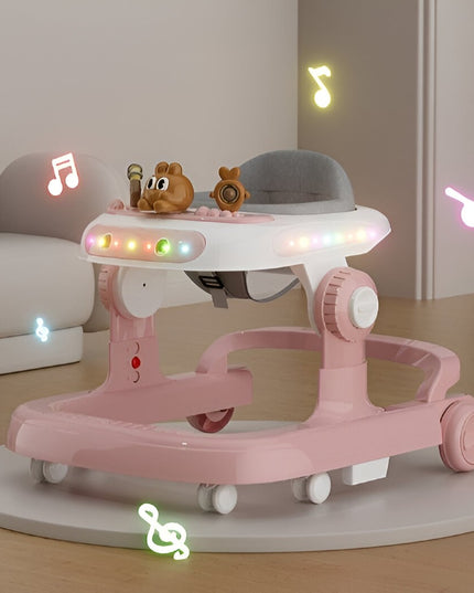 Premergator Multifunctional cu Roti Model Iepuras, Inaltime Ajustabila, Tavita, Muzica, Lumini