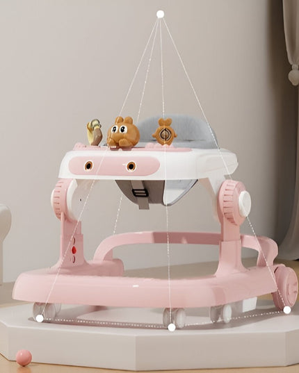 Premergator Multifunctional cu Roti Model Iepuras, Inaltime Ajustabila, Tavita, Muzica, Lumini