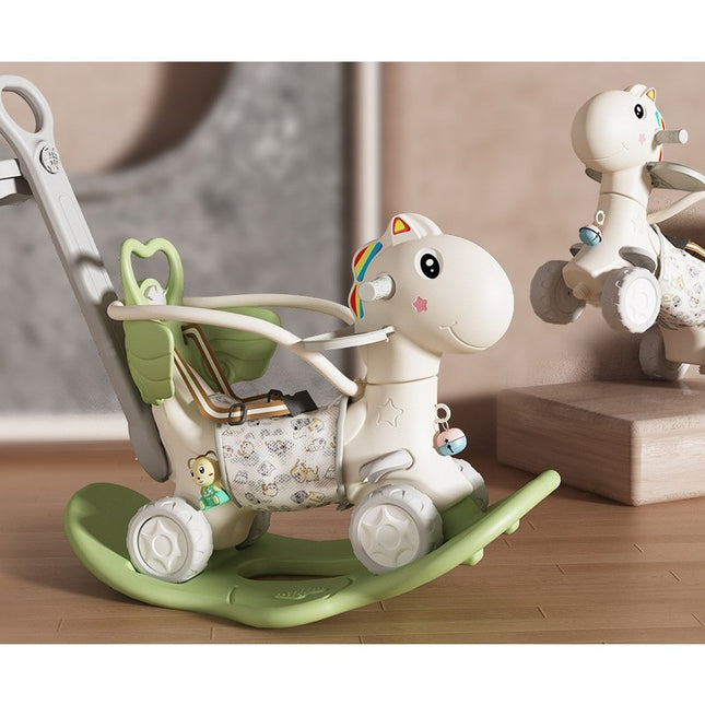 Balansoar pentru Copii, 3in1, cu Spatar si Bara de Siguranta, Maner cu Cos de Basket, Tava de Masa,din Plastic, + 3 Ani