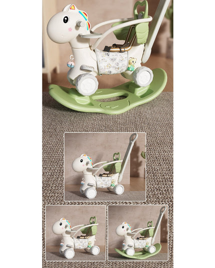 Balansoar pentru Copii, 3in1, cu Spatar si Bara de Siguranta, Maner cu Cos de Basket, Tava de Masa,din Plastic, + 3 Ani