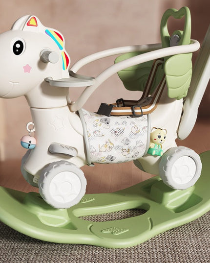 Balansoar pentru Copii, 3in1, cu Spatar si Bara de Siguranta, Maner cu Cos de Basket, Tava de Masa,din Plastic, + 3 Ani