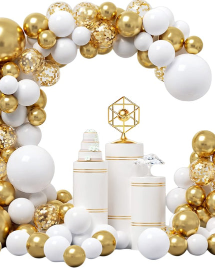 Baloane pentru Arcada decorativa, Set 127 baloane din Latex, Model Petrecere pentru Arcada, Baloane Party, 12 cm, 25 cm, 30 cm, Gold