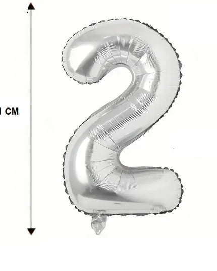 Balon din Folie Cifra 2, 81 cm, Pentru Aer sau Heliu, Bulk