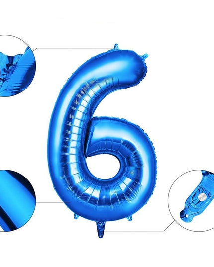 Balon din Folie Cifra 6, 81 cm, Pentru Aer sau Heliu, Bulk
