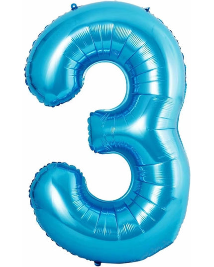Balon din Folie Metalizata Figurina Cifra si Coroana, Tema Aniversare 100 cm, Ambalaj Individual, Pai inclus, Umflare cu Aer sau Heliu,Cifra 3