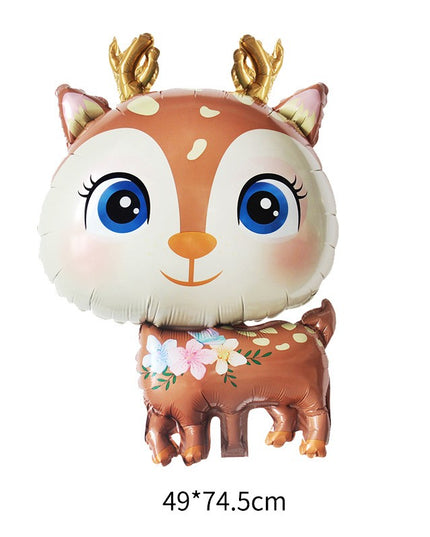 Balon din Folie Metalizata, Mini Figurine, Model Cerb, Tematica Aniversare, 49x74.5 cm, Ambalaj Individual, Pai Inclus, Umflare cu Aer sau Heliu