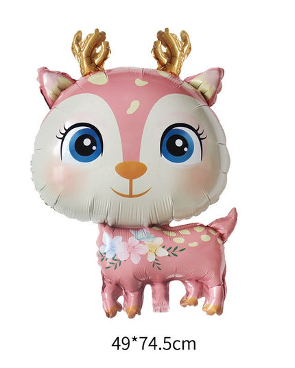 Balon din Folie Metalizata, Mini Figurine, Model Cerb, Tematica Aniversare,Ambalaj Individual, Pai Inclus, Umflare cu Aer sau Heliu