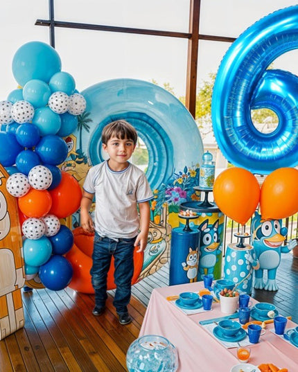 Balon din Folie Metalizata Figurina Cifra, Tema Aniversare 80 cm, Ambalaj Individual, Pai inclus, Umflare cu Aer sau Heliu,Cifra 6