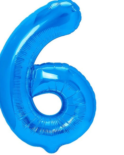 Balon din Folie Metalizata Figurina Cifra, Tema Aniversare 80 cm, Ambalaj Individual, Pai inclus, Umflare cu Aer sau Heliu,Cifra 6