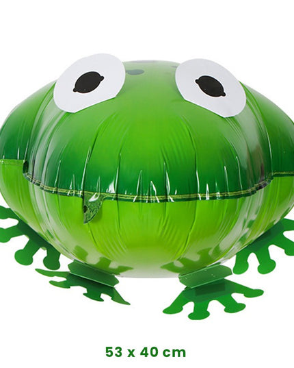 Balon din Folie Metalizata, Figurina Animata, Model Broasca,Ambalaj Individual, Pai Inclus, Umflare cu Aer sau Heliu